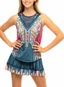 Gonna da donna Lucky in Love  Long Borderline Smocked Skirt Indigo