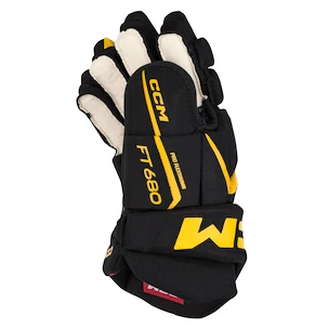Guanti da hockey CCM JetSpeed FT680 Black/Sunflower Senior