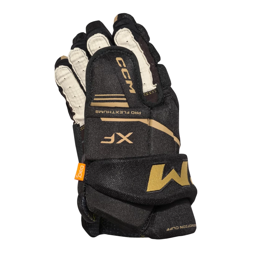 Guanti da hockey CCM Tacks XF Black/Gold Senior 15 pollici