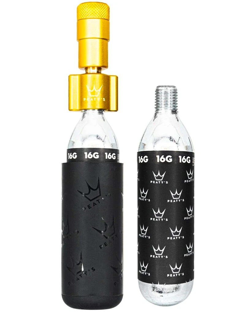 Kit testa gonfiaggio CO2 con cartucce PEATY'S  Road & gravel (16g) - gold (ppr-hti-rag-gld-12)