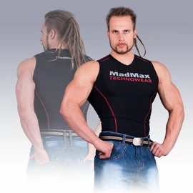 Maglietta a compressione senza maniche MadMax MSW904 nero-rossa