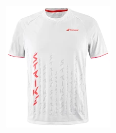 Maglietta da uomo Babolat Strike Crew Neck Tee Men White/Strike Red