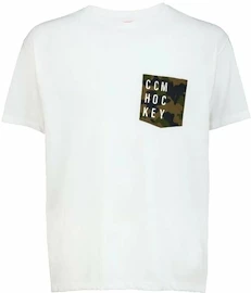 Maglietta da uomo CCM CAMO POCKET S/S TEE White Senior