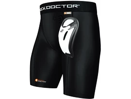Pantaloncini a compressione con sospensorio Shock Doctor BioFlex Cup Black Senior