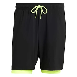 Pantaloncini da uomo adidas Club 2In1 Short Black/Lucid Lemon
