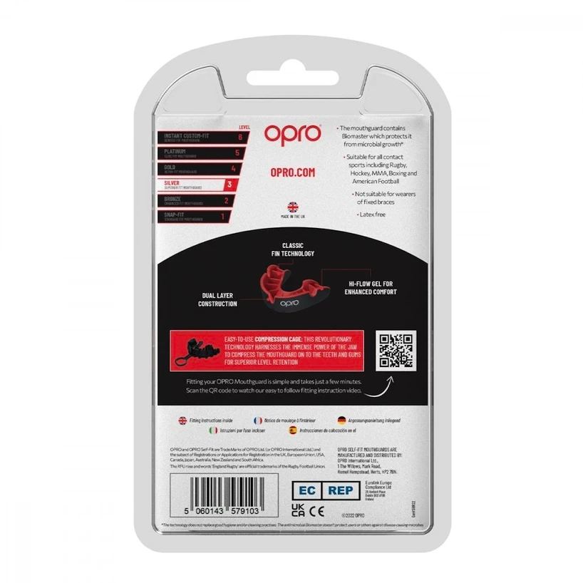 Paradenti Opro  SILVER Black/Red Senior