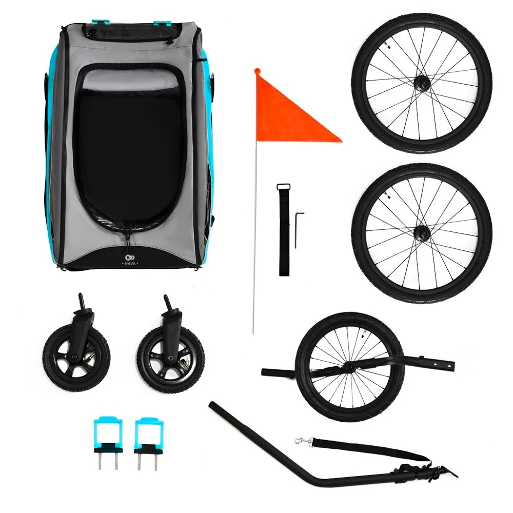 Rimorchio bici bambini Kinderkraft Nava Hawaiian Blue