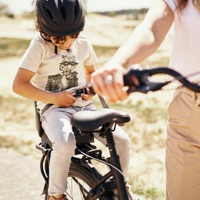 Seggiolino per bambini per biciclette Urban Iki  Junior bike seat Bincho Black/Bincho Black