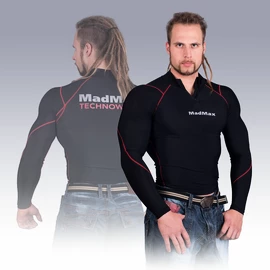 T-Shirt a Manica Lunga con Cerniera MadMax Compression MSW903 Nero Rosso