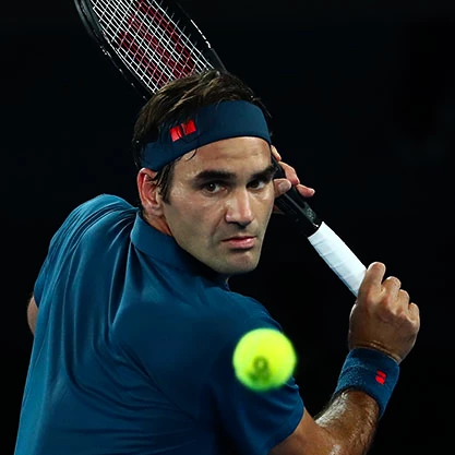 Roger Federer s tenisovou raketou Wilson Pro Staff