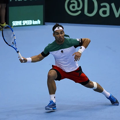 Fabio Fognini con una racchetta da tennis Babolat Drive