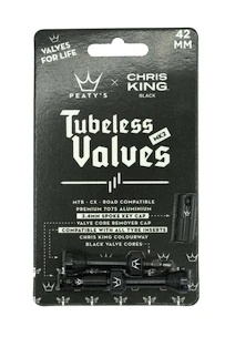 Valvola tubeless PEATY'S  X chris king (mk2) black tubeless valves 42mm (ptv2-42-blk-12)