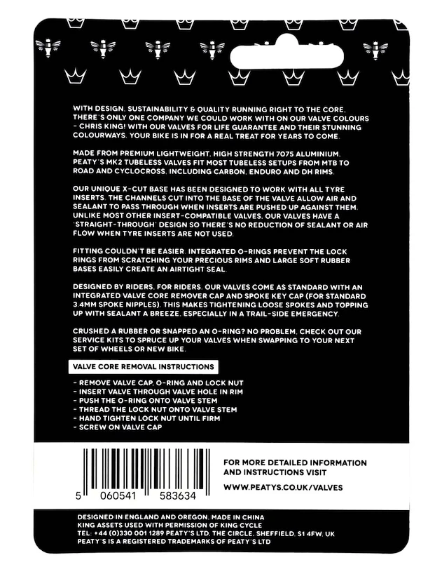 Valvola tubeless PEATY'S  X chris king (mk2) bourbon tubeless valves - 80mm (ptv2-80-brb-12)