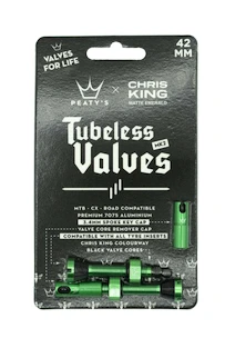 Valvola tubeless PEATY'S  X chris king (mk2) emerald tubeless valves 42mm (ptv2-42-emr-12)