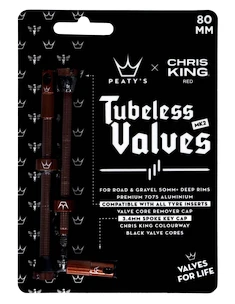 Valvola tubeless PEATY'S  X chris king (mk2) red tubeless valves - 80mm (ptv2-80-red-12)