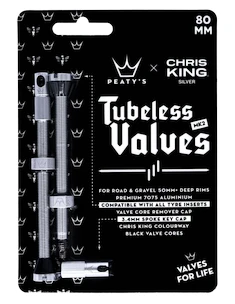 Valvola tubeless PEATY'S  X chris king (mk2) silver tubeless valves - 80mm (ptv2-80-sil-12)