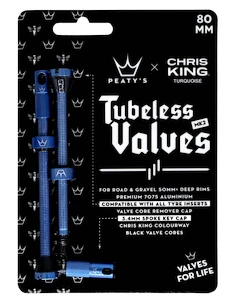 Valvola tubeless PEATY'S  X chris king (mk2) turquoise tubeless valves - 80mm (ptv2-80-trq-12)