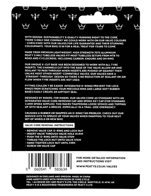 Valvola tubeless PEATY'S  X chris king (mk2) turquoise tubeless valves - 80mm (ptv2-80-trq-12)